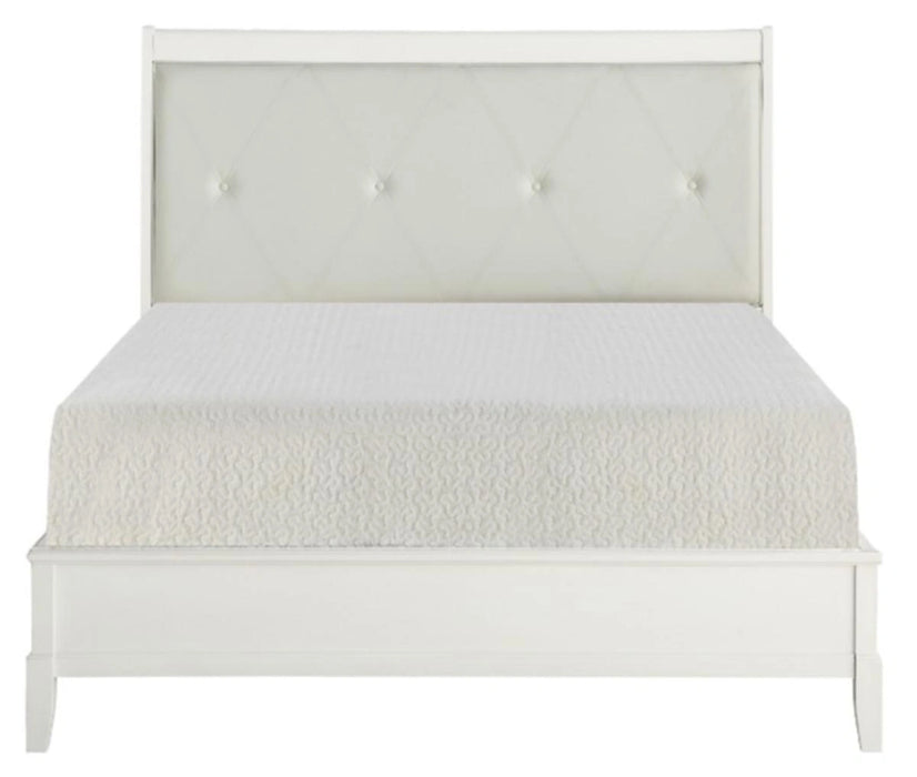 Cotterill Queen Upholstered Sleigh Bed in Antique White 1730WW-1*
