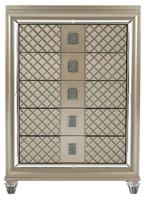Loudon 5 Drawer Chest in Champagne Metallic 1515-9