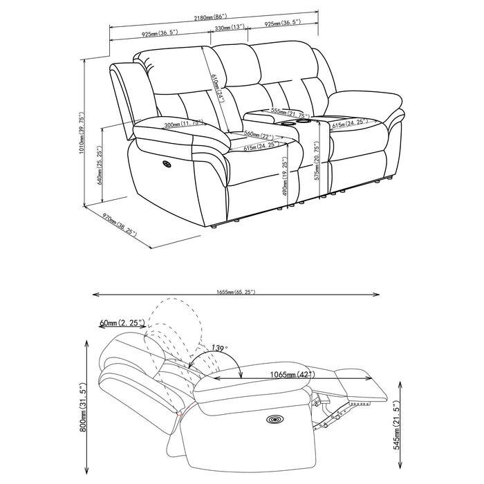 Bahrain Power Reclining Loveseat