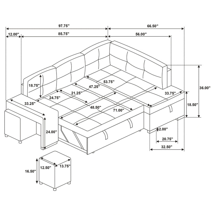 Roanne Pull-Out Sleeper Sectional Sofa