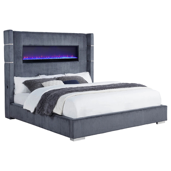 Tisdall Wingback Bed with Flame Visualizer