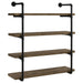 Elmcrest 40-inch Wall Shelf Black and Rustic Oak image