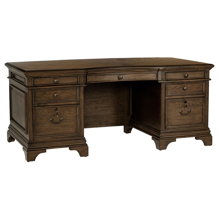 Hartshill Executive Desk with File Cabinets Burnished Oak image