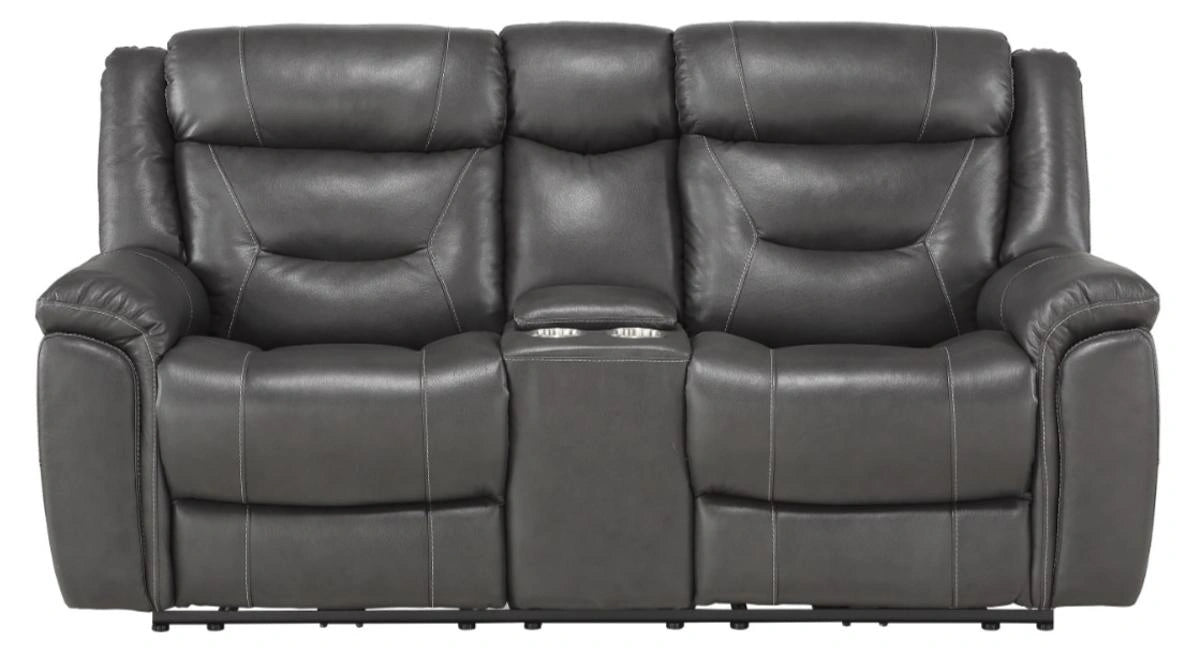 Danio Power Double Reclining Loveseat with Power Headrests in Dark Gray 9528DGY-2PWH