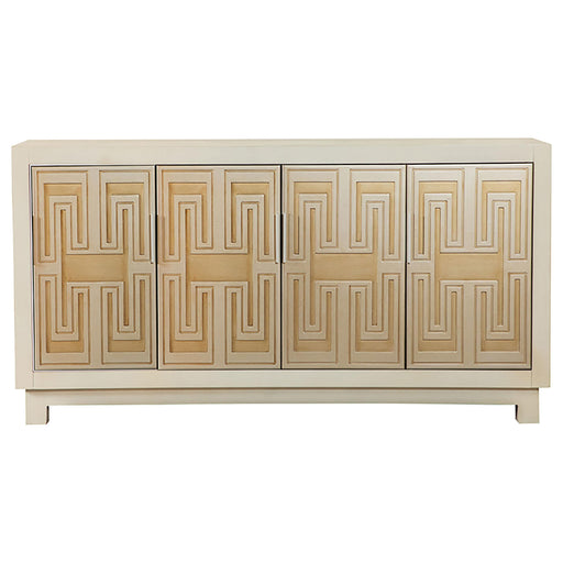 Voula Rectangular 4-door Accent Cabinet White and Gold image