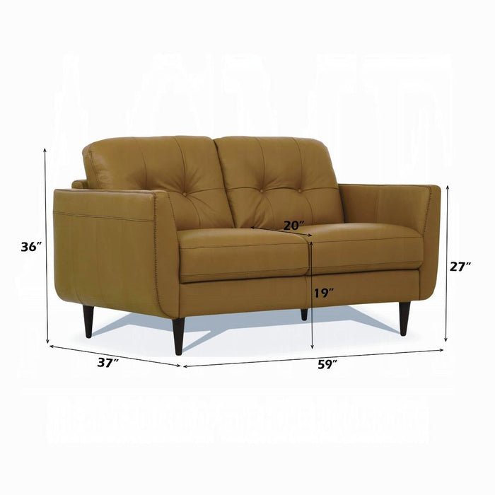 Radwan Camel Leather Loveseat