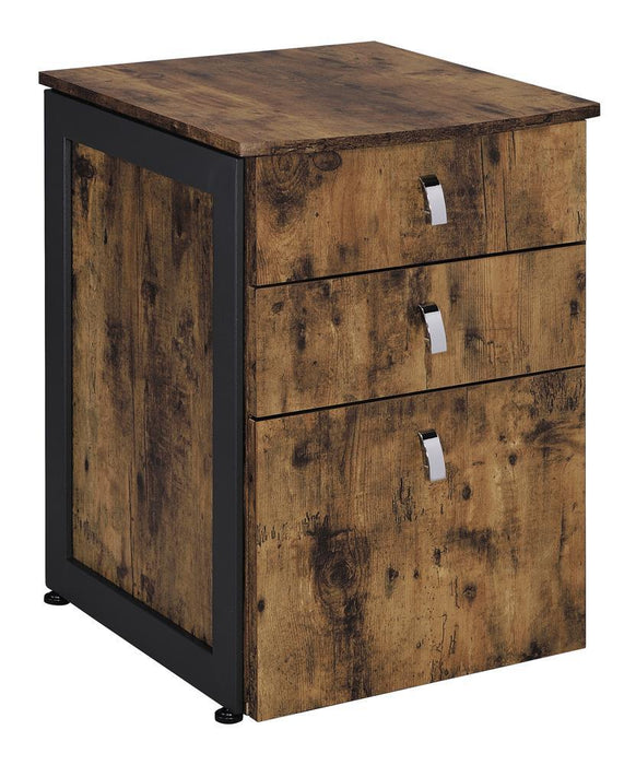 Estrella 3-drawer File Cabinet Antique Nutmeg and Gunmetal