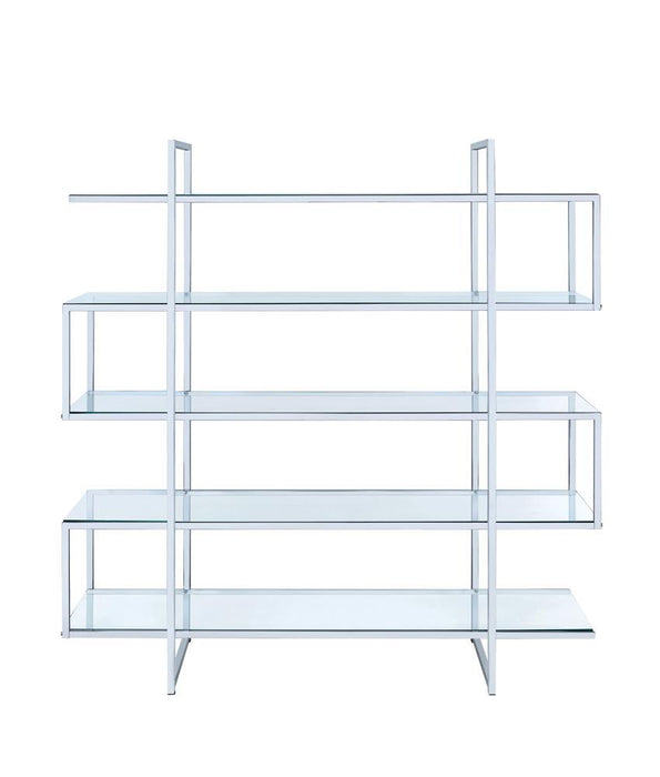 Elmer 5-shelf Bookcase Chrome and Clear