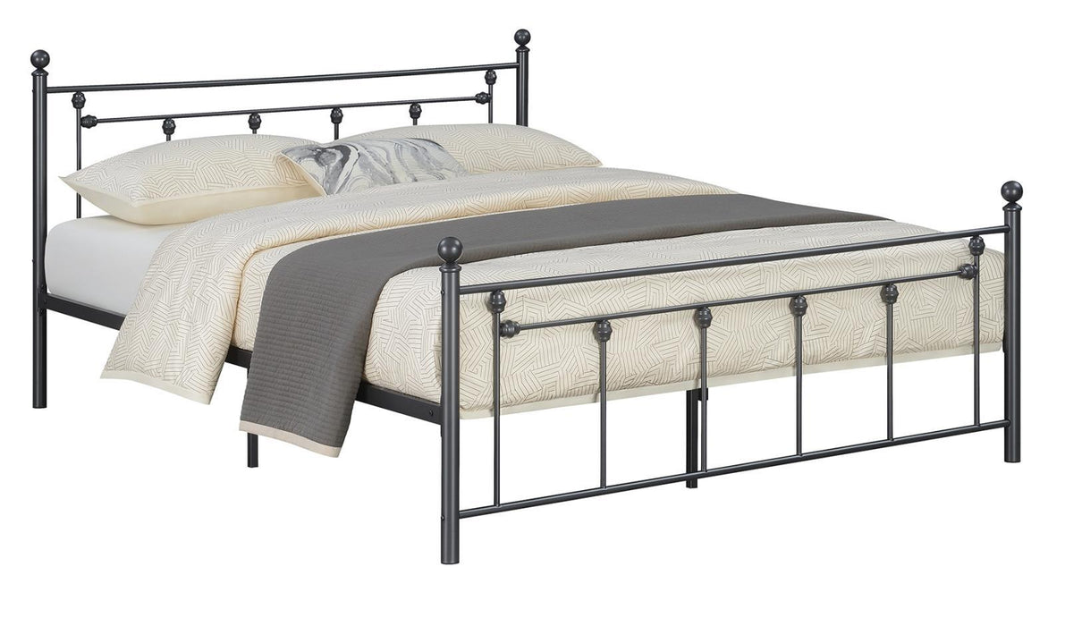 Canon Queen Metal Slatted Headboard Platform Bed - Gunmetal