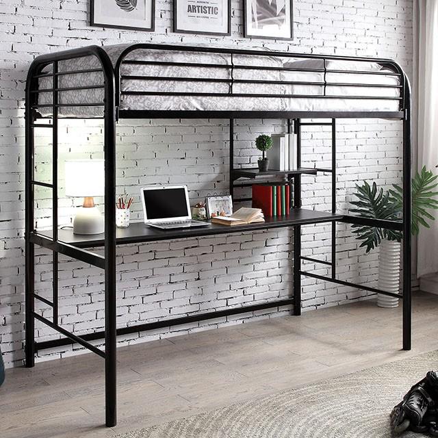 Opal Iii Black & Silver Twin Loft Bed