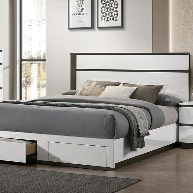 BIRSFELDEN E.King Bed w/ Drawers, White