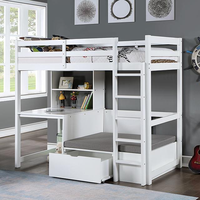 CALLISTUS Twin Workstation Loft Bed, White