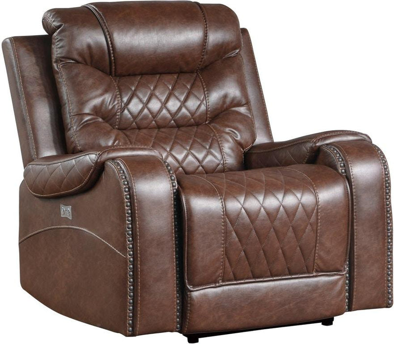 Homelegance Furniture Putnam Power Reclining Chair in Brown 9405BR-1PW