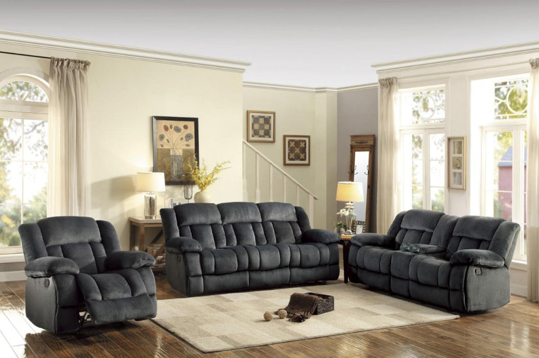 Laurelton Double Glider Reclining Loveseat w/ Center Console in Charcoal 9636CC-2