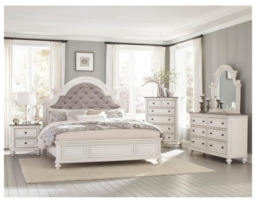 Baylesford King Upholstered Panel Bed in Antique White 1624KW-1EK*
