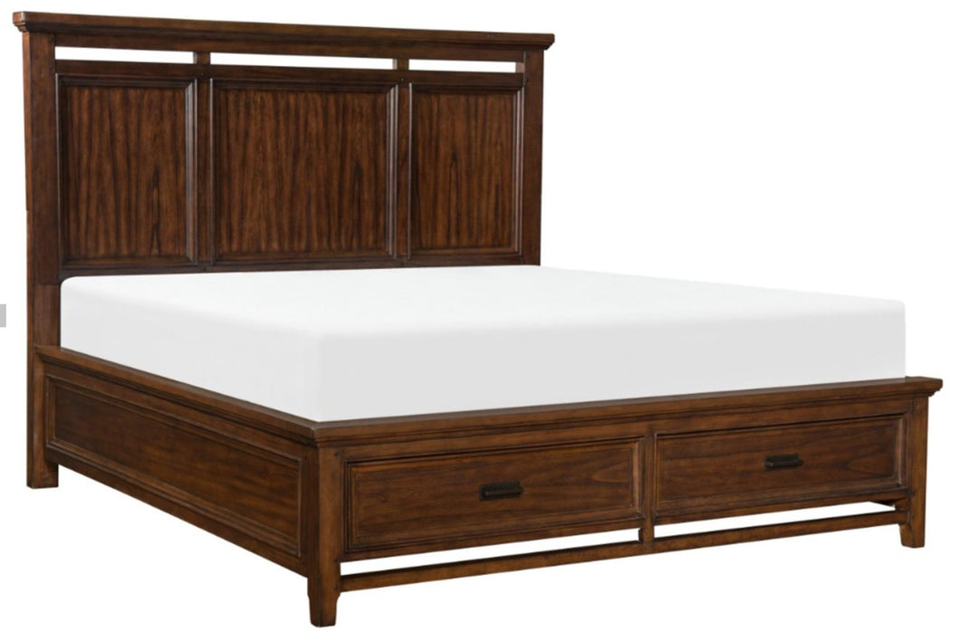 Frazier King Upholstered Storage Platform Bed in Dark Cherry 1649K-1EK*