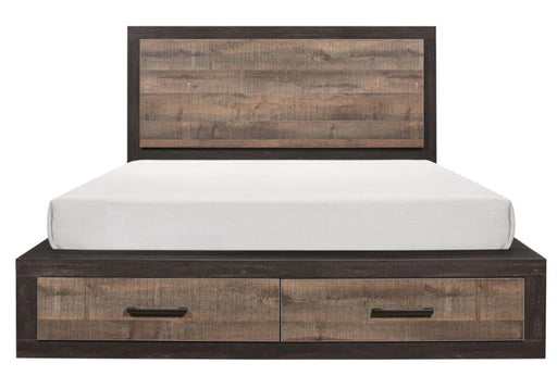 Miter King Platform Bed with Footboard Storage in Rustin Mahogany & Dark Ebony 1762K-1EK* image