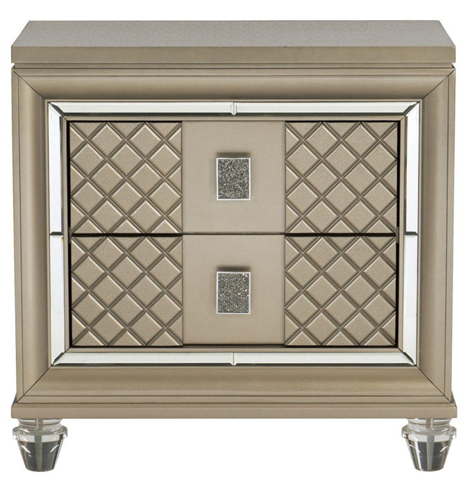 Homelegance Furniture Loudon 2 Drawer Nightstand in Champagne Metallic 1515-4 image