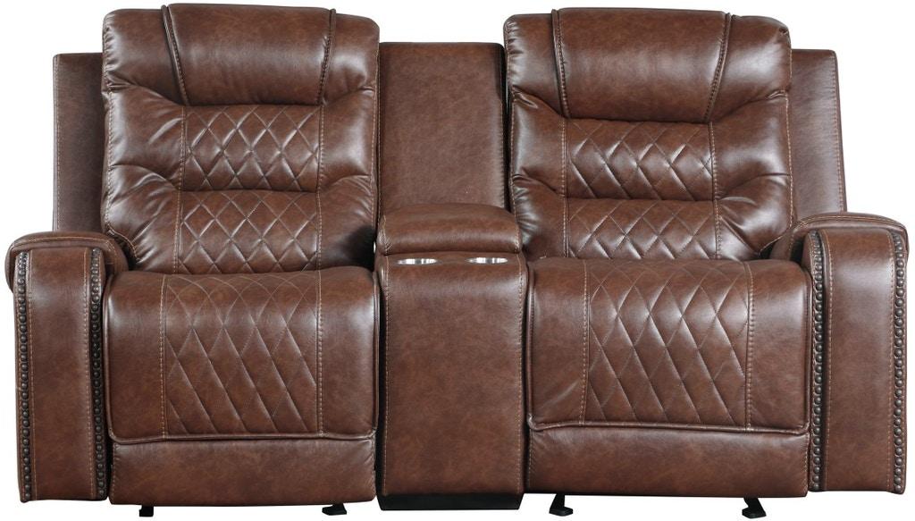 Putnam Double Glider Reclining Loveseat in Brown 9405BR-2 image