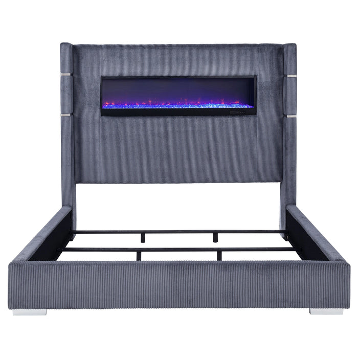 Tisdall Wingback Bed with Flame Visualizer