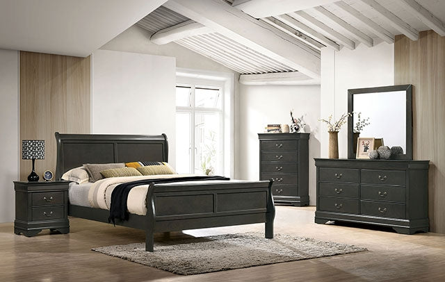 Louis Philippe Queen Bed Gray