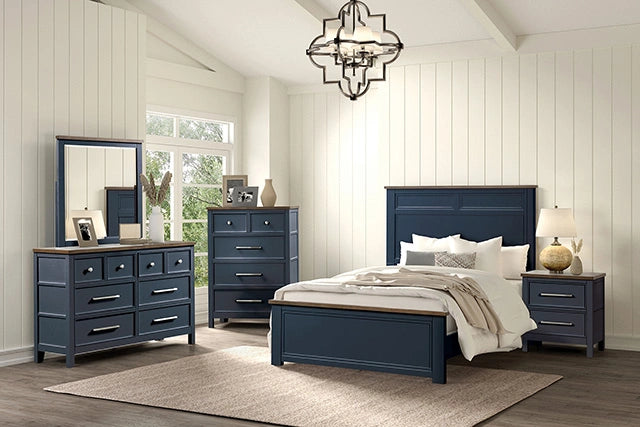 Pinetop Twin & Full Bed White & Blue