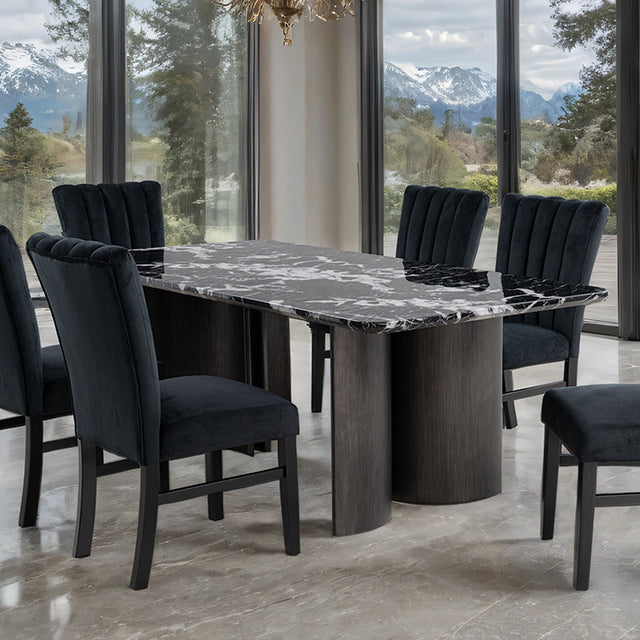 Selsey Dining Table, Black Stone Top