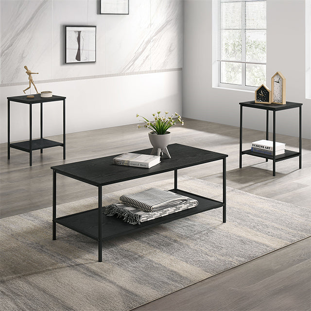 Pallas 3 Pc. Table Set Black